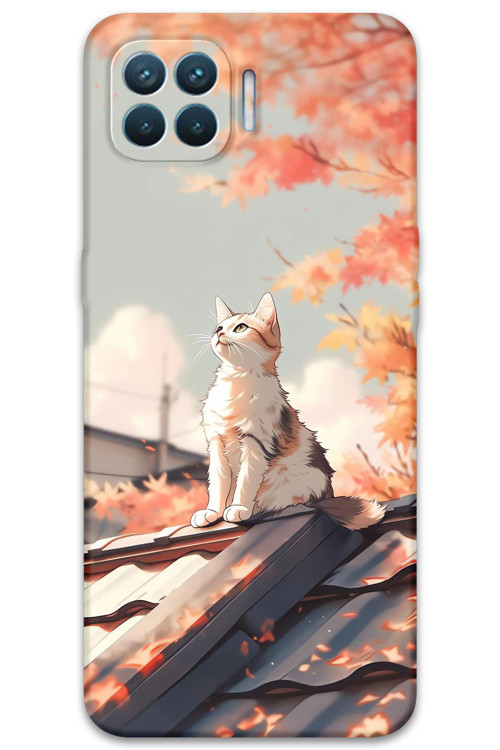 Oppo Reno 4 Lite Uyumlu Kedi Desenli Telefon Kılıfı + Ekran Koruyucu - 5784