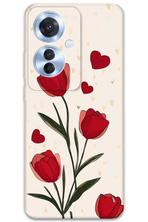 Oppo Reno 11F Uyumlu Çiçek Desenli Telefon Kılıfı + Ekran Koruyucu - 5789