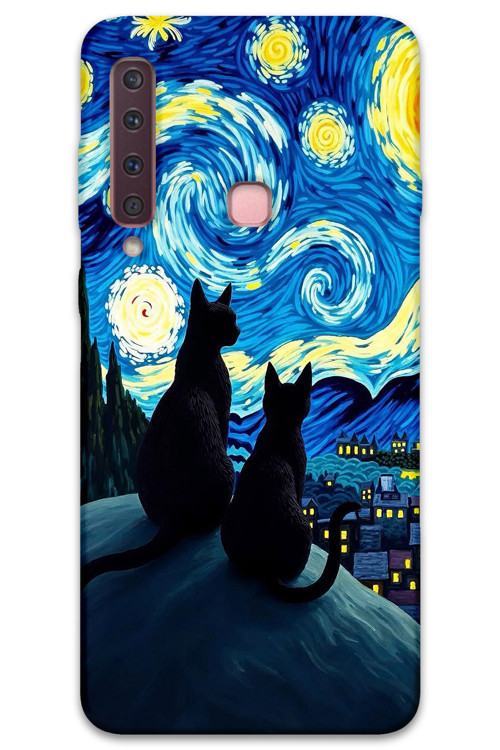 Galaxy A9 2018 Uyumlu Kedi Desenli Telefon Kılıfı + Ekran Koruyucu - 5782