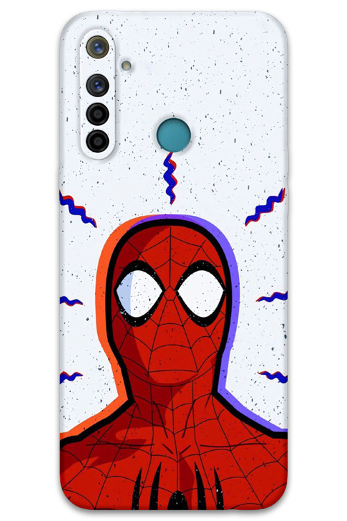 Realme 5İ Uyumlu Spiderman Desenli Telefon Kılıfı + Ekran Koruyucu - 5830