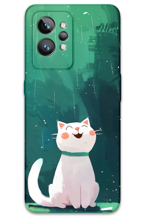 Realme Gt 2 Pro Uyumlu Kedi Desenli Telefon Kılıfı + Ekran Koruyucu - 5781