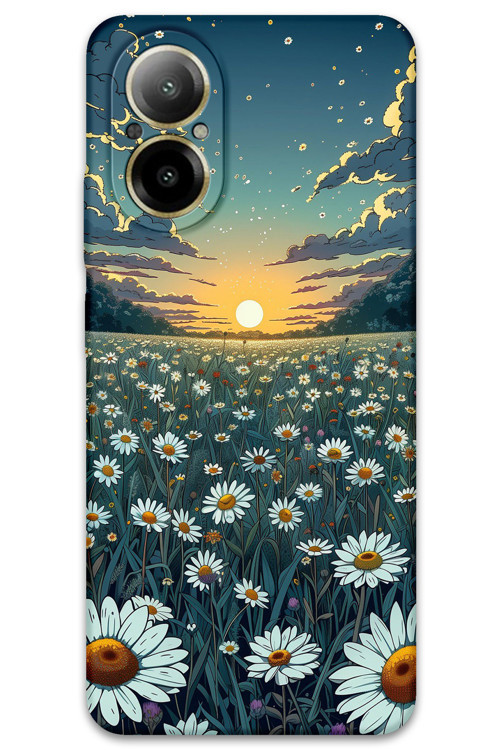 Realme 12 Lite Uyumlu Çiçek Desenli Telefon Kılıfı + Ekran Koruyucu - 5792