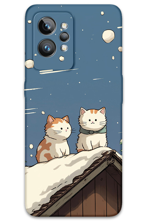 Realme Gt 2 Pro Uyumlu Kedi Desenli Telefon Kılıfı + Ekran Koruyucu - 5780