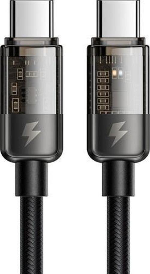 CA-2840 TypeC TypeC 100W Ledli Power Off Hızlı Data Sarj Kablo 1.2m Siyah