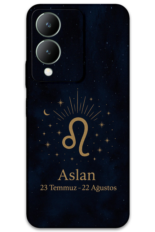 Vivo Y17S Uyumlu Aslan Burcu Desenli Telefon Kılıfı + Ekran Koruyucu - 5772