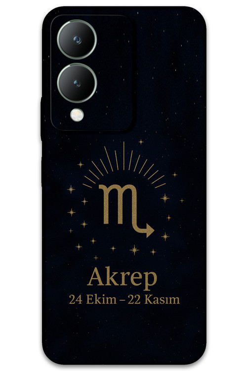 Vivo Y17S Uyumlu Akrep Burcu Desenli Telefon Kılıfı + Ekran Koruyucu - 5775
