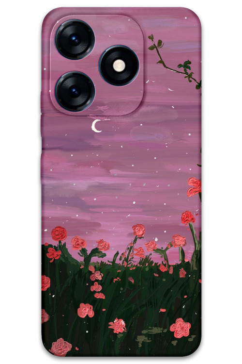 Tecno Spark 10 Uyumlu Çiçek Desenli Telefon Kılıfı + Ekran Koruyucu - 5793