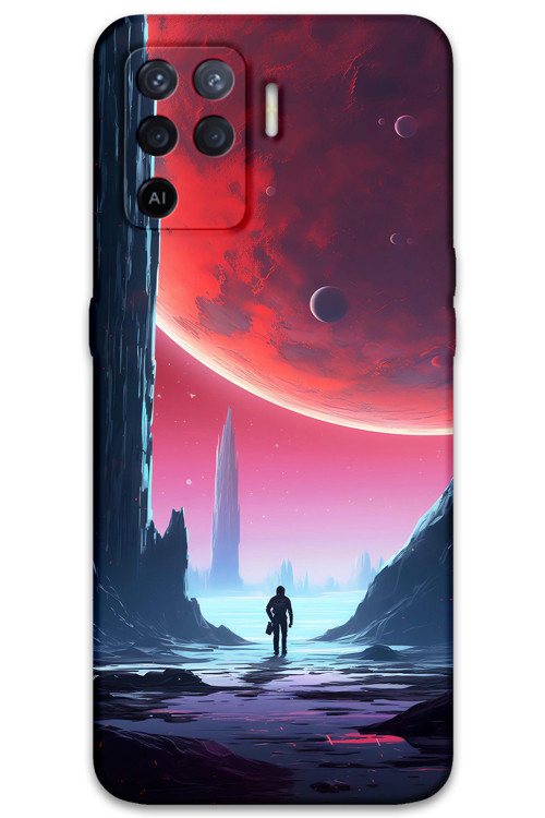 Oppo Reno 5 Lite Uyumlu Uzay Desenli Telefon Kılıfı + Ekran Koruyucu - 5860