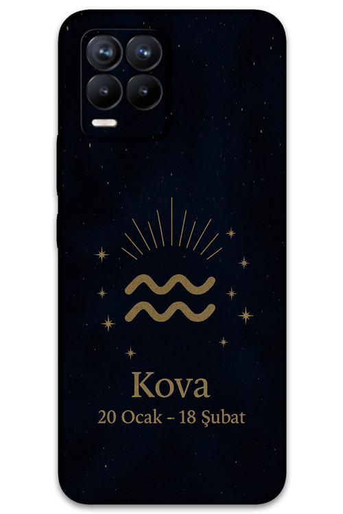 Realme 8 Uyumlu Kova Burcu Desenli Telefon Kılıfı + Ekran Koruyucu - 5778