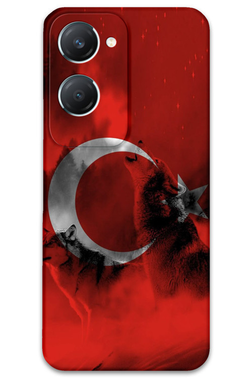 Vivo Y18 Uyumlu Türk Bayrağı Desenli Telefon Kılıfı + Ekran Koruyucu - 5854