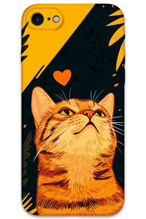 İphone Se 2022 Uyumlu Kedi Desenli Telefon Kılıfı + Ekran Koruyucu - 5783