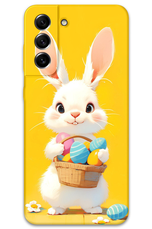 Galaxy S21 Plus Uyumlu Tavşan Desenli Telefon Kılıfı + Ekran Koruyucu - 5806