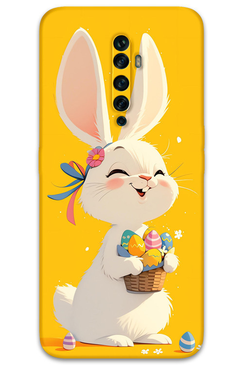 Oppo Reno 2Z Uyumlu Tavşan Desenli Telefon Kılıfı + Ekran Koruyucu - 5807