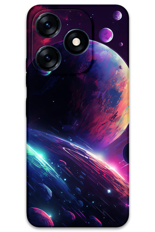 Tecno Spark 10C Uyumlu Uzay Desenli Telefon Kılıfı + Ekran Koruyucu - 5862