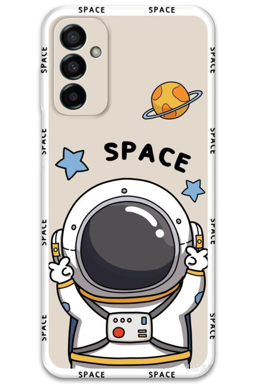 Galaxy M23 Uyumlu Astronot Desenli Telefon Kılıfı + Ekran Koruyucu - 5865