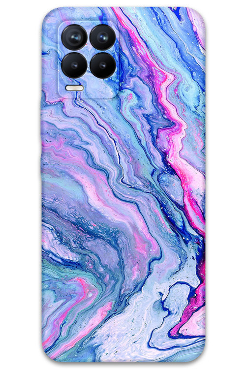 Realme 8 Pro Uyumlu Mermer Desenli Telefon Kılıfı + Ekran Koruyucu - 5816