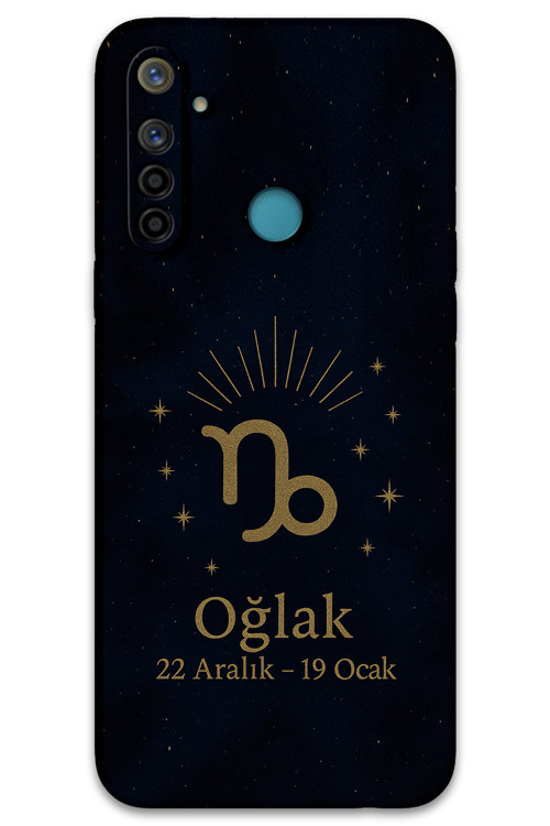 Realme 5İ Uyumlu Oğlak Burcu Desenli Telefon Kılıfı + Ekran Koruyucu - 5777
