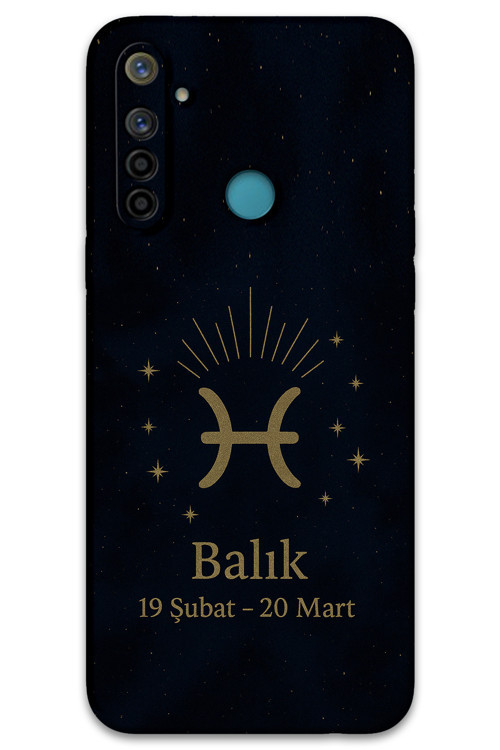 Realme 5İ Uyumlu Balık Burcu Desenli Telefon Kılıfı + Ekran Koruyucu - 5779