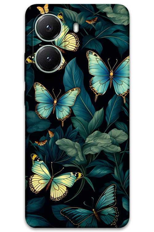 Poco X7 Pro Uyumlu Kelebek Desenli Telefon Kılıfı + Ekran Koruyucu - 5791