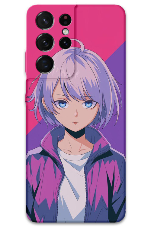 Galaxy S21 Ultra Uyumlu Anime Desenli Telefon Kılıfı + Ekran Koruyucu - 5742