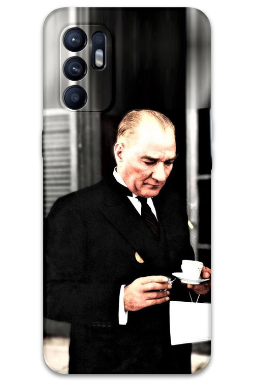 Oppo Reno 6 Uyumlu Atatürk Desenli Telefon Kılıfı + Ekran Koruyucu - 5850