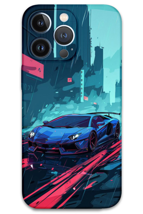 İphone 13 Pro Uyumlu Araba Desenli Telefon Kılıfı + Ekran Koruyucu - 5763