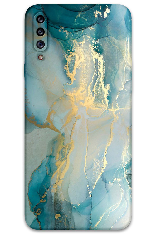 Galaxy A20S Uyumlu Mermer Desenli Telefon Kılıfı + Ekran Koruyucu - 5814