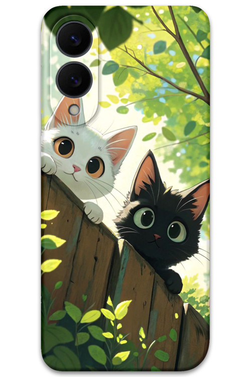 Galaxy S25 Edge Uyumlu Kedi Desenli Telefon Kılıfı + Ekran Koruyucu - 5785