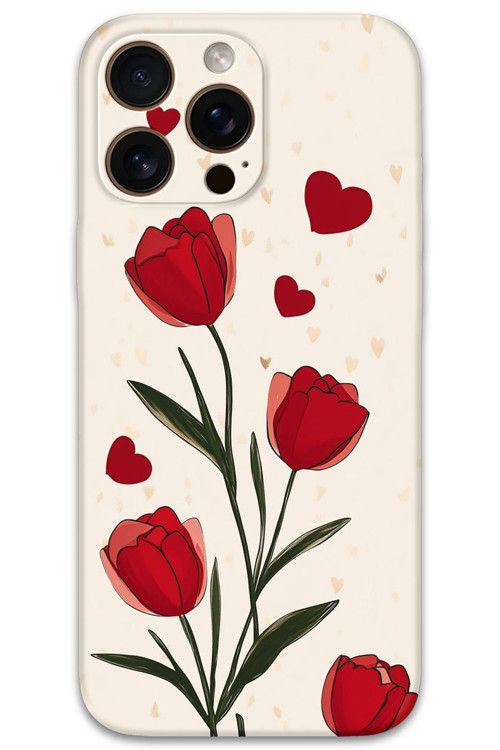 İphone 16 Pro Uyumlu Çiçek Desenli Telefon Kılıfı + Ekran Koruyucu - 5789