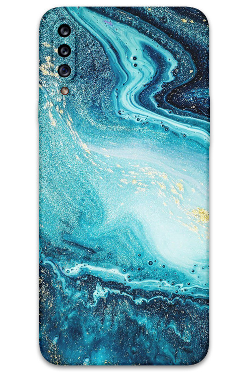 Galaxy A20S Uyumlu Mermer Desenli Telefon Kılıfı + Ekran Koruyucu - 5818