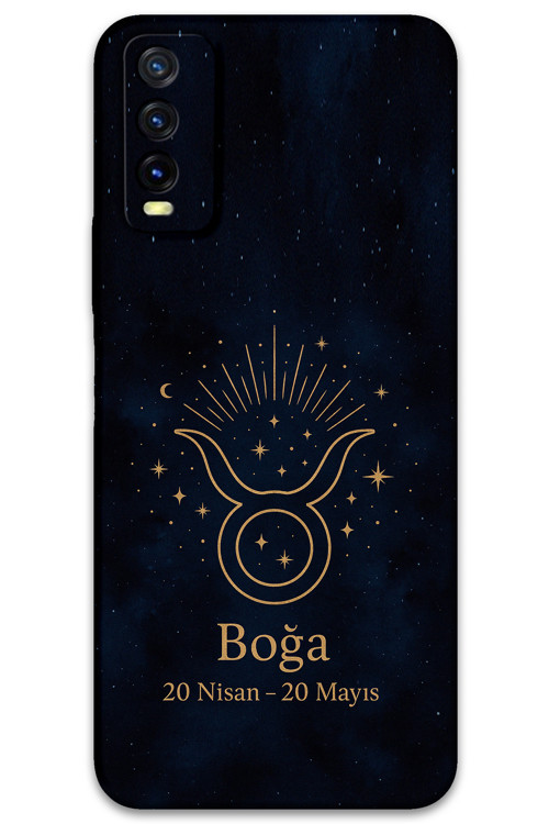 Vivo Y11S Uyumlu Boğa Burcu Desenli Telefon Kılıfı + Ekran Koruyucu - 5769
