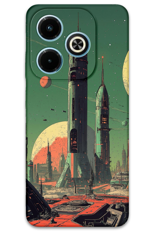 İnfinix Hot 40İ Uyumlu Uzay Desenli Telefon Kılıfı + Ekran Koruyucu - 5870