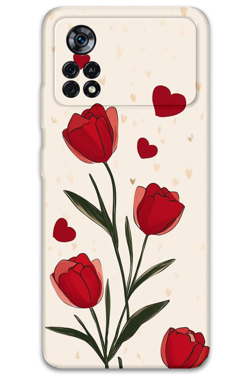 Poco X4 Pro 5G Uyumlu Çiçek Desenli Telefon Kılıfı + Ekran Koruyucu - 5789