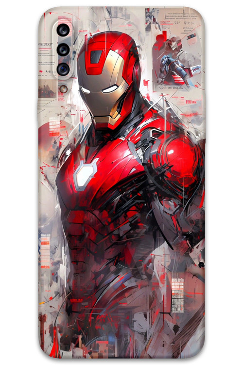Galaxy A20S Uyumlu İronman Desenli Telefon Kılıfı + Ekran Koruyucu - 5828