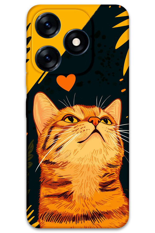 Tecno Spark 10 Uyumlu Kedi Desenli Telefon Kılıfı + Ekran Koruyucu - 5783