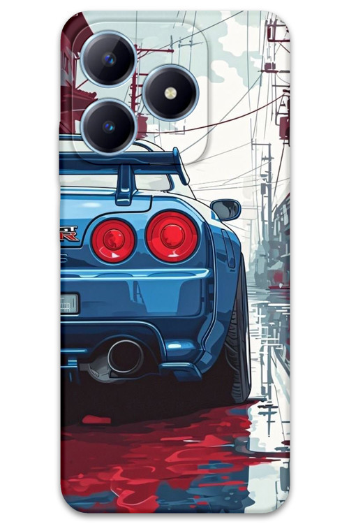 Realme Note 50 Uyumlu Araba Desenli Telefon Kılıfı + Ekran Koruyucu - 5761