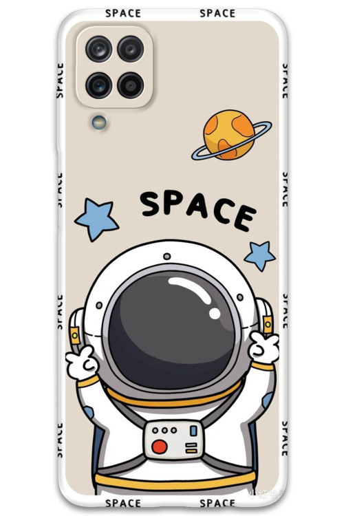 Galaxy M33 Uyumlu Astronot Desenli Telefon Kılıfı + Ekran Koruyucu - 5865