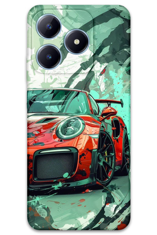 Realme Note 50 Uyumlu Araba Desenli Telefon Kılıfı + Ekran Koruyucu - 5765