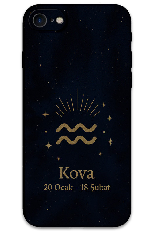 İphone 7 Uyumlu Kova Burcu Desenli Telefon Kılıfı + Ekran Koruyucu - 5778