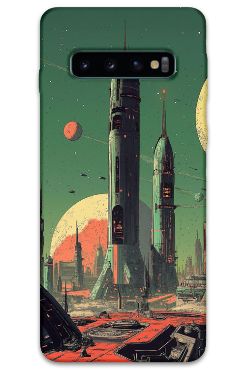 Galaxy S10 Plus Uyumlu Uzay Desenli Telefon Kılıfı + Ekran Koruyucu - 5870