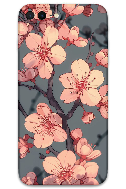 İphone 7 Plus Uyumlu Çiçek Desenli Telefon Kılıfı + Ekran Koruyucu - 5801
