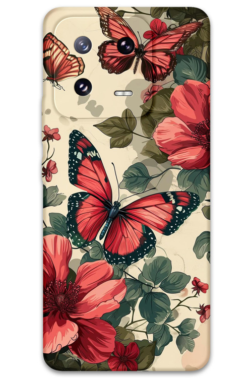 Xiaomi Mi 13 Pro Uyumlu Kelebek Desenli Telefon Kılıfı + Ekran Koruyucu - 5795