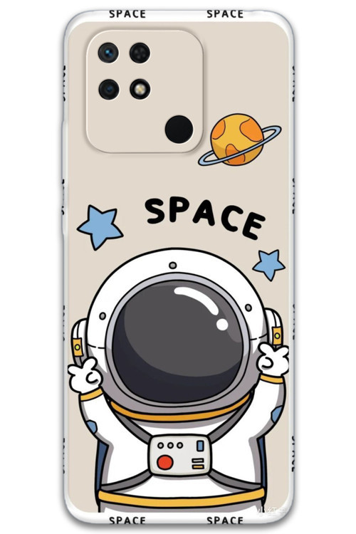Xiaomi Redmi 10C Uyumlu Astronot Desenli Telefon Kılıfı + Ekran Koruyucu - 5865