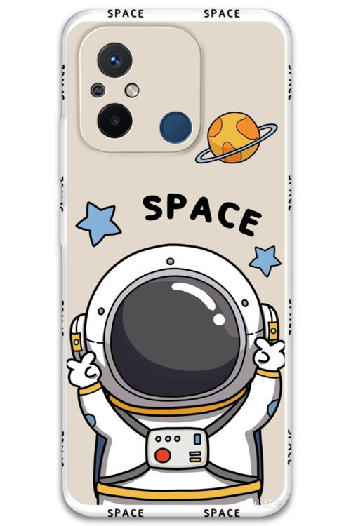 Xiaomi Redmi 12C Uyumlu Astronot Desenli Telefon Kılıfı + Ekran Koruyucu - 5865