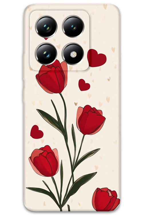 Xiaomi Mi 14T Pro Uyumlu Çiçek Desenli Telefon Kılıfı + Ekran Koruyucu - 5789