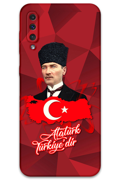 Galaxy A70 Uyumlu Atatürk Desenli Telefon Kılıfı + Ekran Koruyucu - 5851