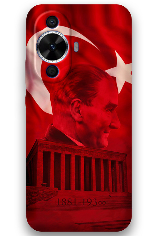 Huawei Nova 12S Uyumlu Atatürk Desenli Telefon Kılıfı + Ekran Koruyucu - 5848