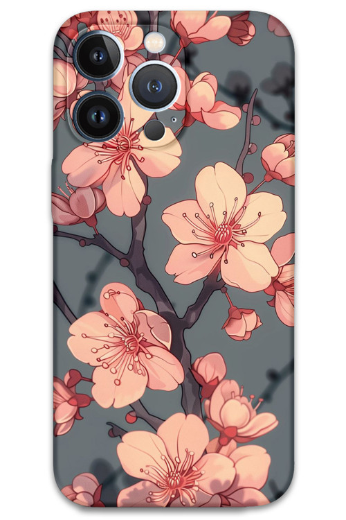 İphone 13 Pro Uyumlu Çiçek Desenli Telefon Kılıfı + Ekran Koruyucu - 5801