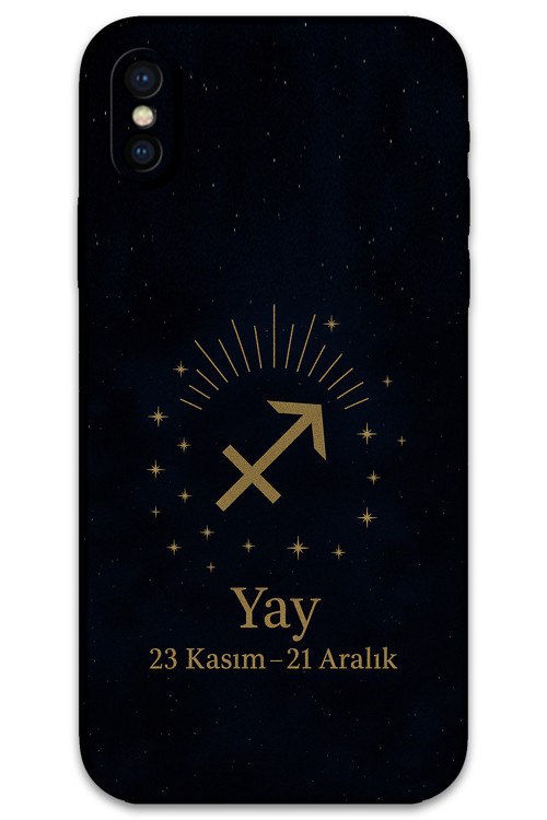 İphone Xs Uyumlu Yay Burcu Desenli Telefon Kılıfı + Ekran Koruyucu - 5776