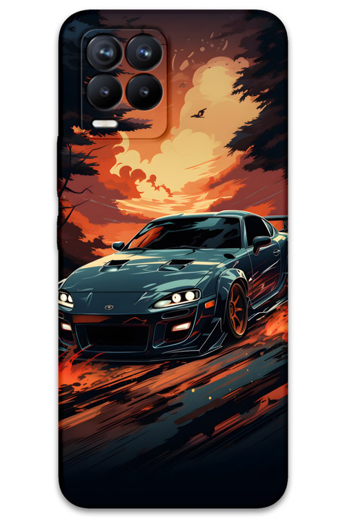Realme 8 Pro Uyumlu Araba Desenli Telefon Kılıfı + Ekran Koruyucu - 5766